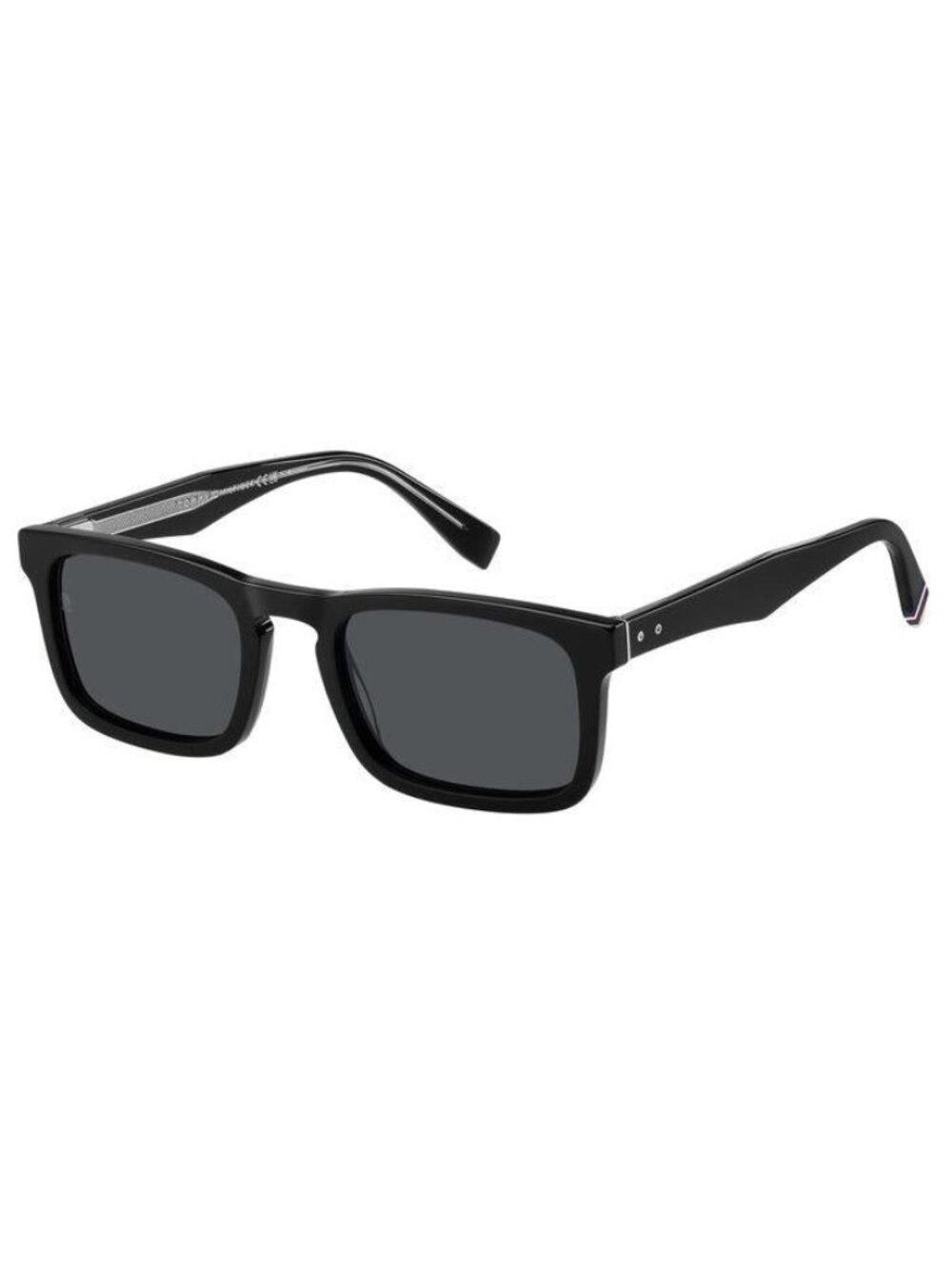 New Tommy Hilfiger Men's Sunglasses Black Square Grey Lens Acetate Frame TH 2068
